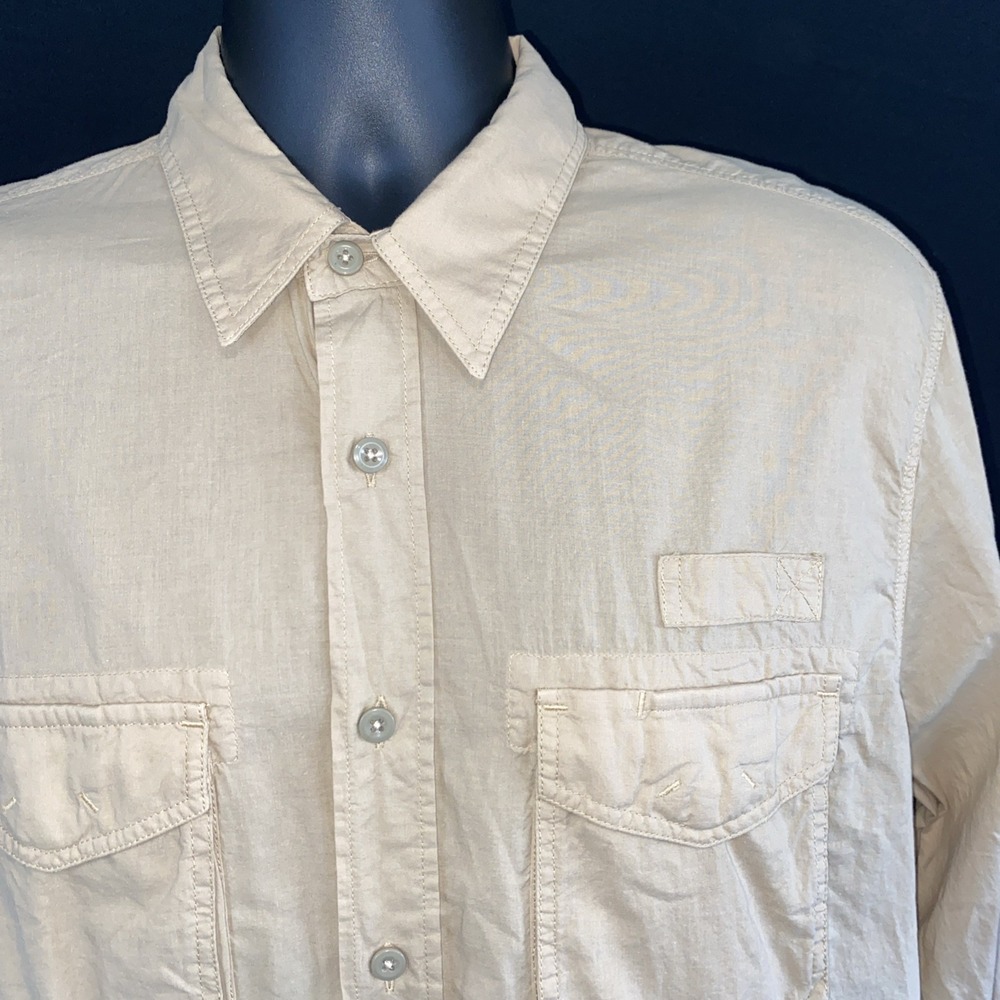 Allagash Brand Cotton Field Shirt Safari Hunting Outdoor Men Large Pockets Khaki